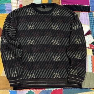 Vintage 90s Knightsbridge Diagonal Striped Red and Yellow Sweater XL